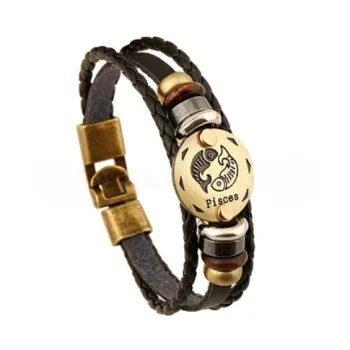 Kožený náramek - znamení Ryby 