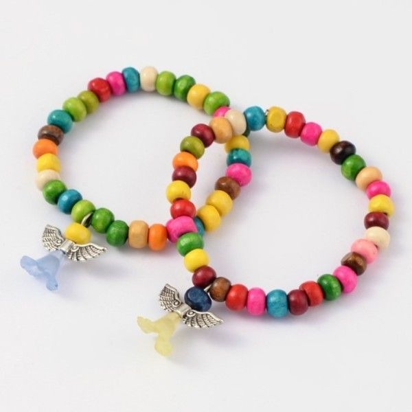 Kinderarmband aus bunten Holzperlen mit Engel [product.brand] 1 - Rosmarinus (koreni-krumlov.cz / platce DPH) 