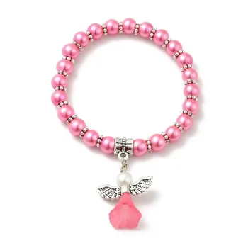 Children's bracelet with an angel and pink pearls [product.brand] 1 - Rosmarinus (koreni-krumlov.cz / platce DPH) 