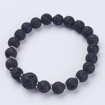 Bracelet with Natural Lava Stone and Steel Beads 14mm [product.brand] 1 - Rosmarinus (koreni-krumlov.cz / platce DPH) 