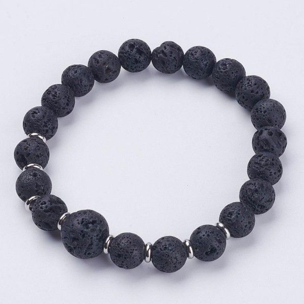Bracelet with Natural Lava Stone and Steel Beads 14mm [product.brand] 1 - Rosmarinus (koreni-krumlov.cz / platce DPH) 