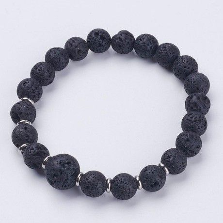 Bracelet with Natural Lava Stone and Steel Beads 14mm [product.brand] 1 - Rosmarinus (koreni-krumlov.cz / platce DPH) 
