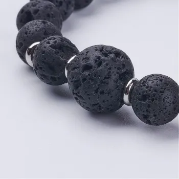 Bracelet with Natural Lava Stone and Steel Beads 14mm [product.brand] 2 - Rosmarinus (koreni-krumlov.cz / platce DPH) 