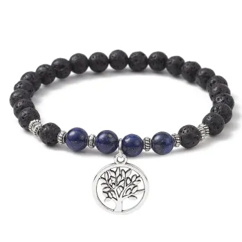 Bracelet with Lava Stone and Lapis Lazuli with Tree of Life Pendant [product.brand] 1 - Rosmarinus (koreni-krumlov.cz / platce D