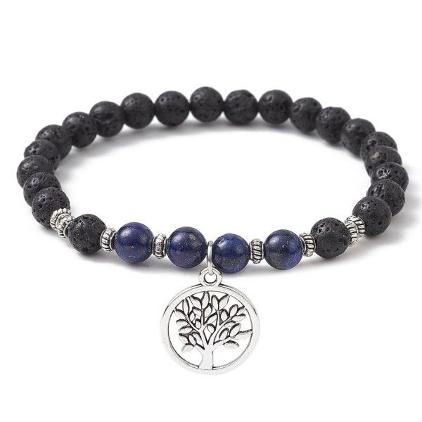 Bracelet with Lava Stone and Lapis Lazuli with Tree of Life Pendant [product.brand] 1 - Rosmarinus (koreni-krumlov.cz / platce D
