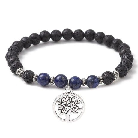 Bracelet with Lava Stone and Lapis Lazuli with Tree of Life Pendant [product.brand] 1 - Rosmarinus (koreni-krumlov.cz / platce D