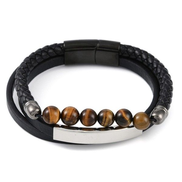 Double bracelet made of eco-leather with tiger's eye and magnetic clasp [product.brand] 1 - Rosmarinus (koreni-krumlov.cz / plat