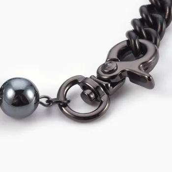 Hematite bracelet with a rotating carabiner and steel chain [product.brand] 2 - Rosmarinus (koreni-krumlov.cz / platce DPH) 