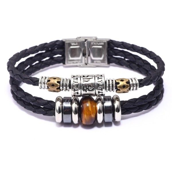 Men's leather bracelet with tiger's eye and hematite [product.brand] 1 - Rosmarinus (koreni-krumlov.cz / platce DPH) 