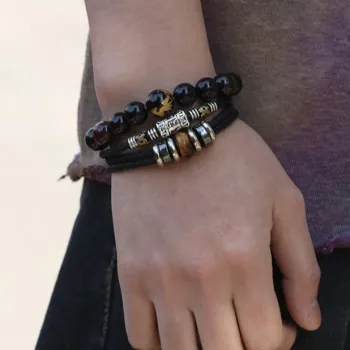 Men's leather bracelet with tiger's eye and hematite [product.brand] 2 - Rosmarinus (koreni-krumlov.cz / platce DPH) 