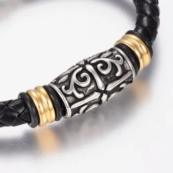 Braided leather bracelet with antique decoration and magnetic clasp [product.brand] 2 - Rosmarinus (koreni-krumlov.cz / platce D