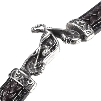 Braided leather bracelet with a biker pendant and magnetic clasp [product.brand] 2 - Rosmarinus (rosmarinus.eu) 