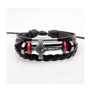 Náramek z ekokůže s křížem v antickém stříbrném provedení [product.brand] 1 - Rosmarinus (koreni-krumlov.cz / platce DPH) 