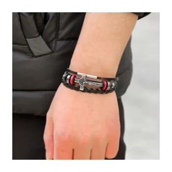 Náramek z ekokůže s křížem v antickém stříbrném provedení [product.brand] 2 - Rosmarinus (koreni-krumlov.cz / platce DPH) 