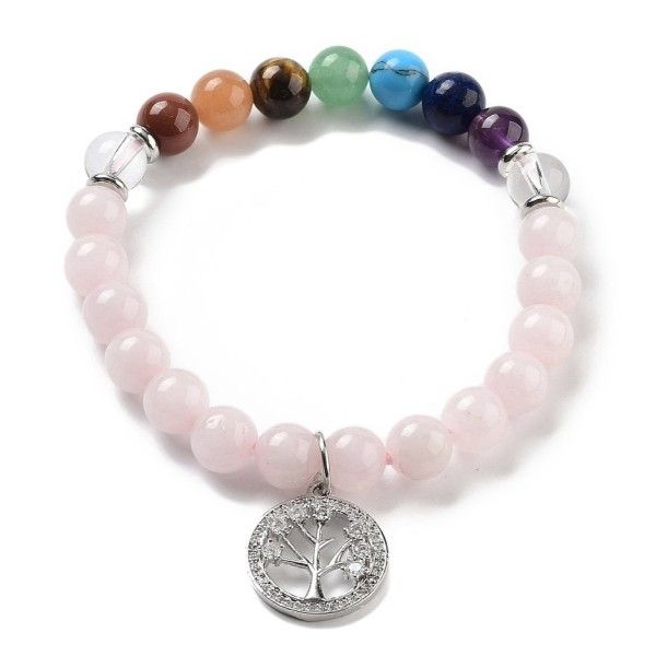 Chakra Bracelet Made of Rose Quartz with Tree of Life Pendant [product.brand] 1 - Rosmarinus (koreni-krumlov.cz / platce DPH) 