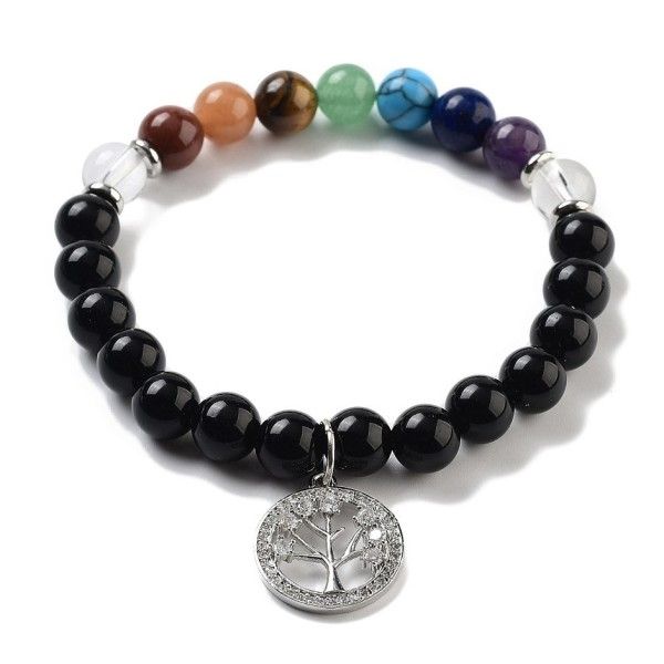Chakra Bracelet Made of Obsidian with Tree of Life Pendant [product.brand] 1 - Rosmarinus (koreni-krumlov.cz / platce DPH) 