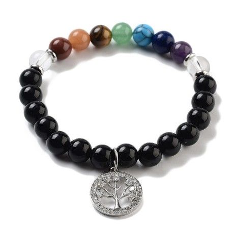 Chakra Bracelet Made of Obsidian with Tree of Life Pendant [product.brand] 1 - Rosmarinus (koreni-krumlov.cz / platce DPH) 