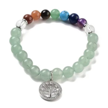 Chakra Bracelet from Green Aventurine with Tree of Life Pendant [product.brand] 1 - Rosmarinus (koreni-krumlov.cz / platce DPH) 