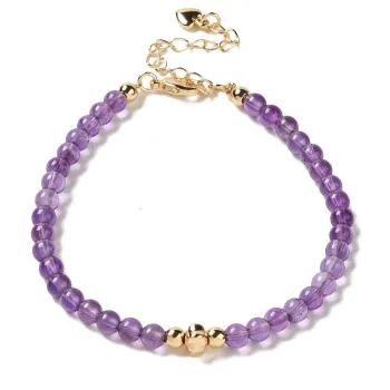 Delicate Bracelet Made of Amethyst with 14k Gold Floral Detail [product.brand] 1 - Rosmarinus (koreni-krumlov.cz / platce DPH) 