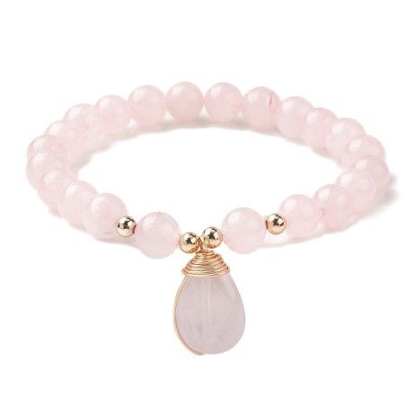 Luxury rose quartz bracelet with a teardrop pendant [product.brand] 1 - Rosmarinus (koreni-krumlov.cz / platce DPH) 