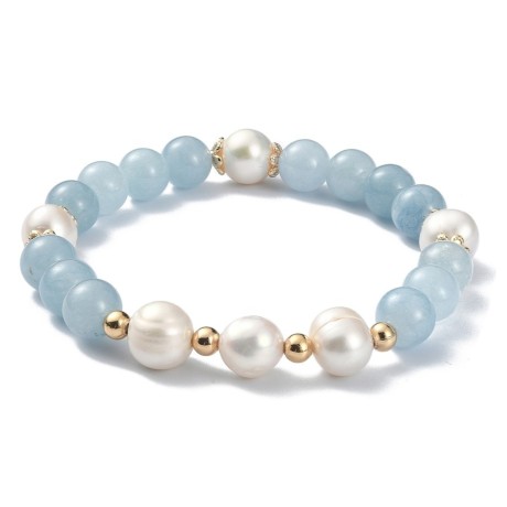 Bracelet made of light blue quartz and real pearls [product.brand] 1 - Rosmarinus (koreni-krumlov.cz / platce DPH) 