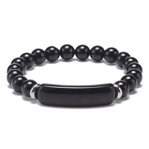 Bracelet made of natural obsidian with a rectangular element [product.brand] 1 - Rosmarinus (koreni-krumlov.cz / platce DPH) 