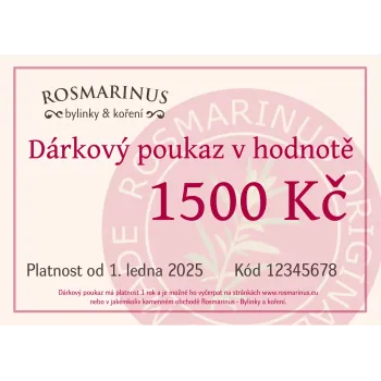 Gift voucher 1500 CZK (by post) [product.brand] 1 - Rosmarinus (koreni-krumlov.cz / platce DPH) 