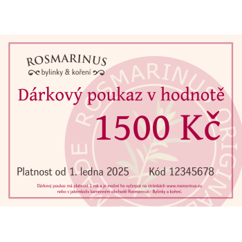 Gift voucher 1500 CZK (electronically) [product.brand] 1 - Rosmarinus (koreni-krumlov.cz / platce DPH) 