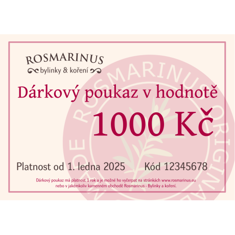 Dárkový poukaz 1000Kč (poštou) 