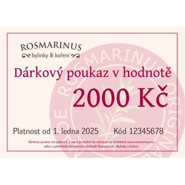 Dárkový poukaz 2000Kč (poštou) 