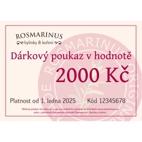 Dárkový poukaz 2000Kč (poštou) 
