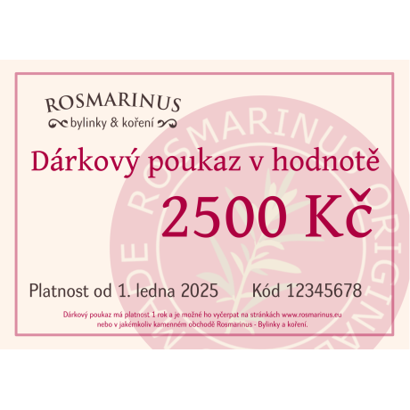 Dárkový poukaz 2500Kč (poštou) 
